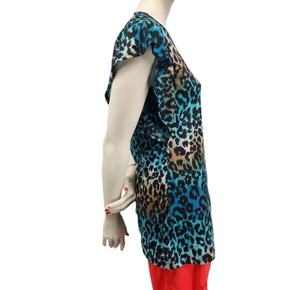 No Boundaries Short Sleeve Pullover Blouse Sz Small Green & Black Crochet V-Neck - Picture 3 of 10